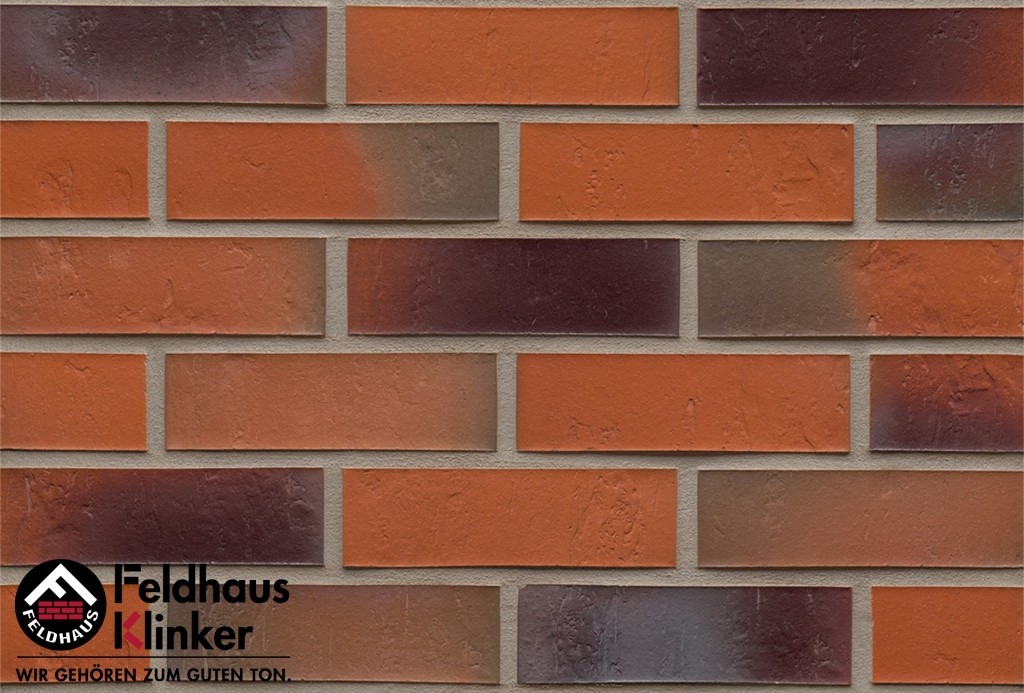 Фасадная плитка ручной формовки Feldhaus Klinker R715 accudo terreno bluastro NF14, 240*14*71 мм